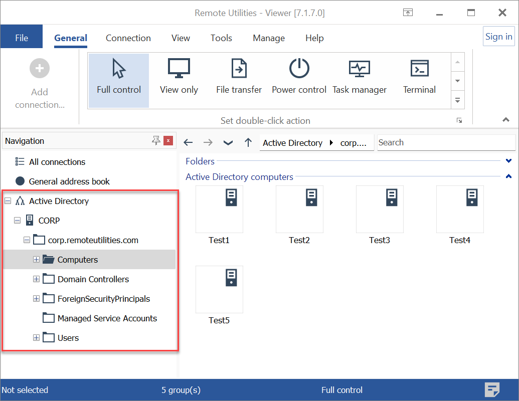 Active Directory tree in Viewer