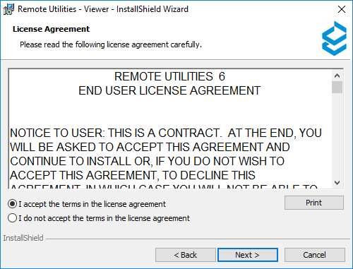 Accept the license agreement